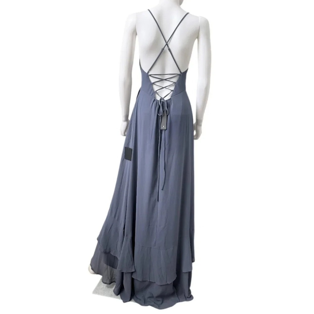 Lulus In Love Forever Granite Blue Maxi Dress M NWT Bridesmaid Formal Homecoming - Picture 3 of 10